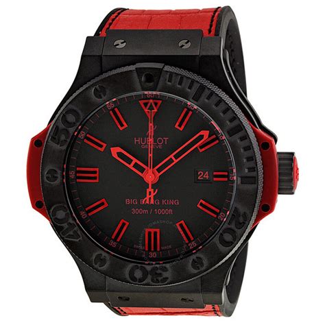 Hublot Big Bang Black Dial Red Leather Strap Men's 